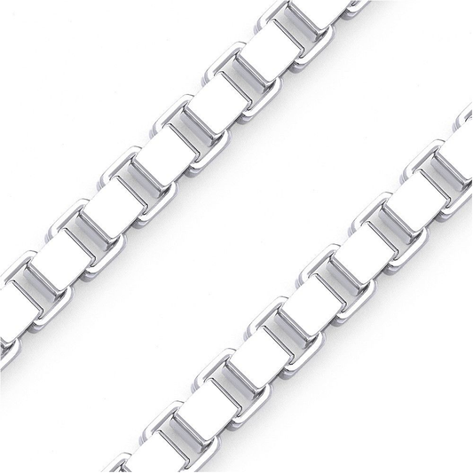 2mm Sterling Silver 925 Box Chain Necklace – Mens Womens Unisex | Polished Diamond Cut 4 Lengths
