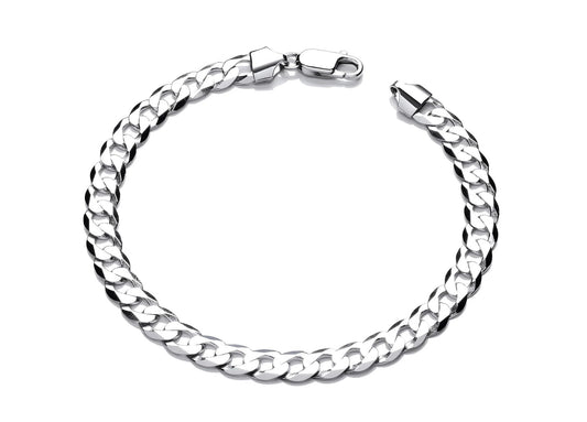 Silver chain bracelet on a white background