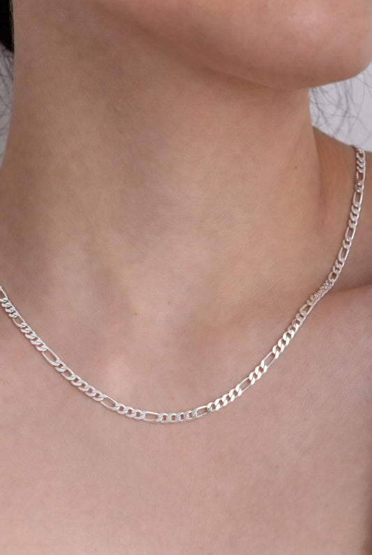 2mm sterling silver 925 Figaro chain necklace 18 inch polished diamond cut hypoallergenic