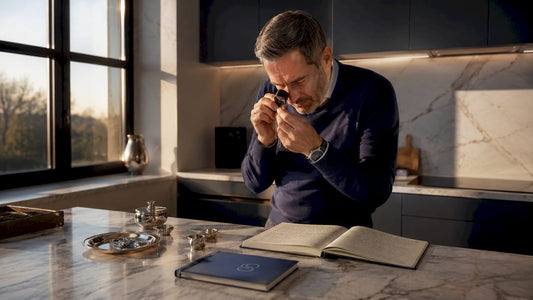Collector examining Edinburgh silver hallmark