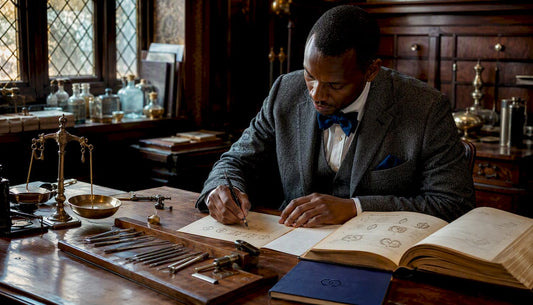 Historic assay office ledger and hallmark tools