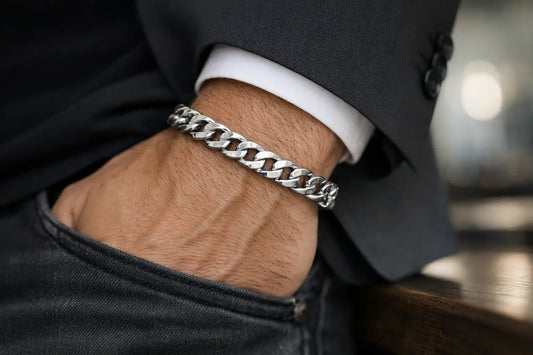 Sterling Silver Curb Chain Bracelet for Men