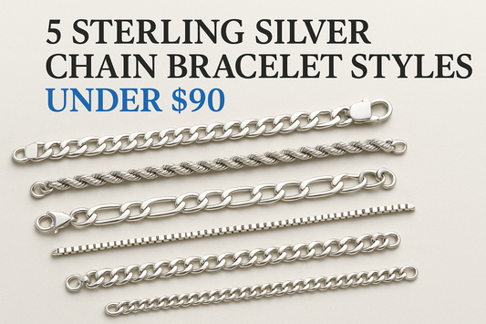 5 Sterling Silver Chain Bracelet Styles Under $90 (925)