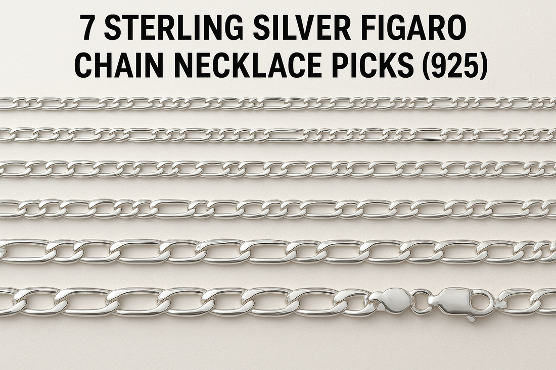 7 Sterling Silver Figaro Chain Necklace Picks (925)
