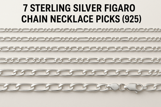 7 Sterling Silver Figaro Chain Necklace Picks (925)
