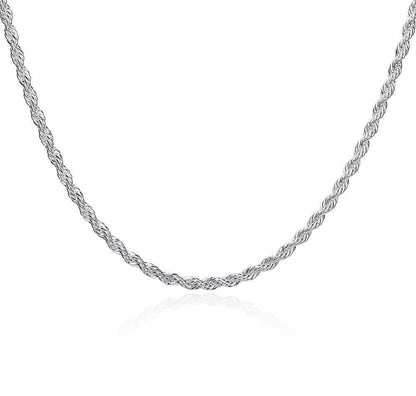  3mm sterling silver 925 twisted rope chain necklace 18 inch diamond cut polished


