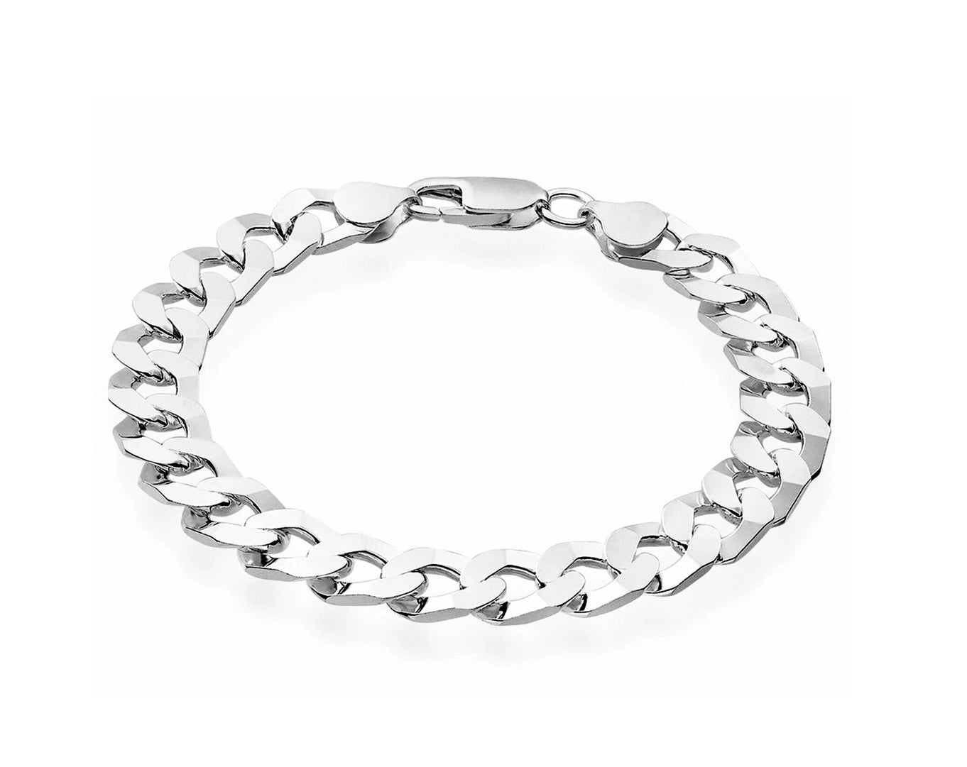 Silver chain bracelet on a white background