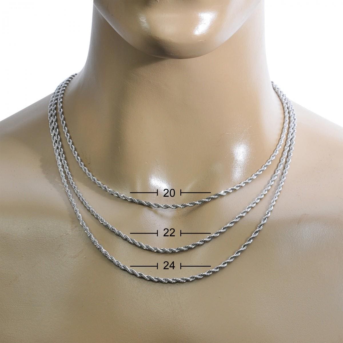  3mm sterling silver twisted rope chain necklace diamond cut close-up detail

