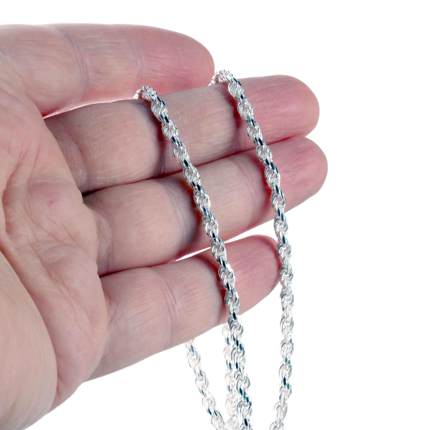 3mm sterling silver 925 twisted rope chain necklace 22 inch diamond cut

