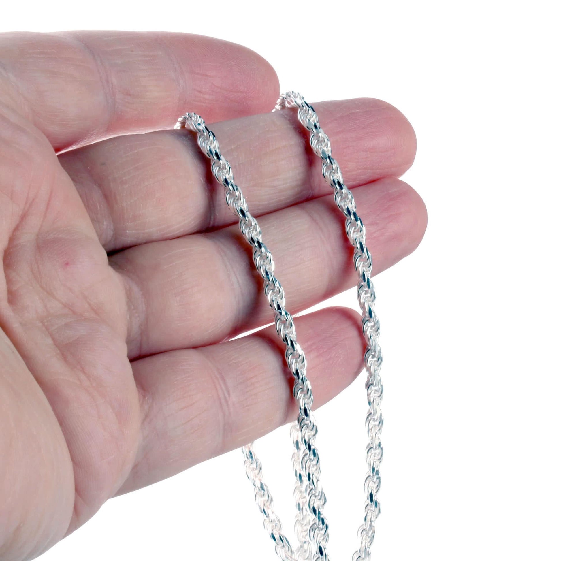 3mm sterling silver 925 twisted rope chain necklace 22 inch diamond cut

