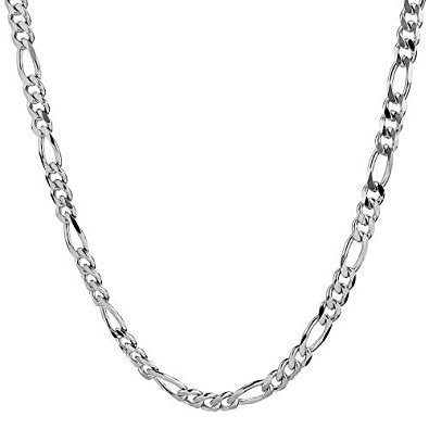 Silver chain necklace on a white background