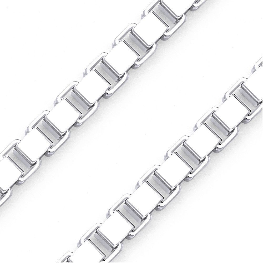 2mm Sterling Silver 925 Box Chain Necklace – Mens Womens Unisex | Polished Diamond Cut 4 Lengths