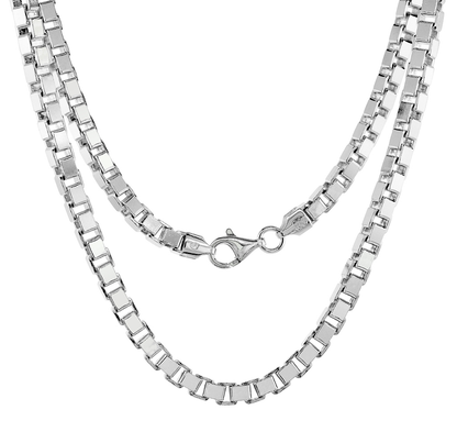 2mm Sterling Silver 925 Box Chain Necklace – Mens Womens Unisex | Polished Diamond Cut 4 Lengths