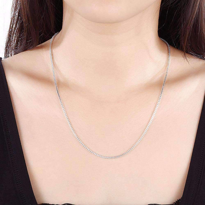 2mm Sterling Silver 925 Box Chain Necklace – Mens Womens Unisex | Polished Diamond Cut 4 Lengths