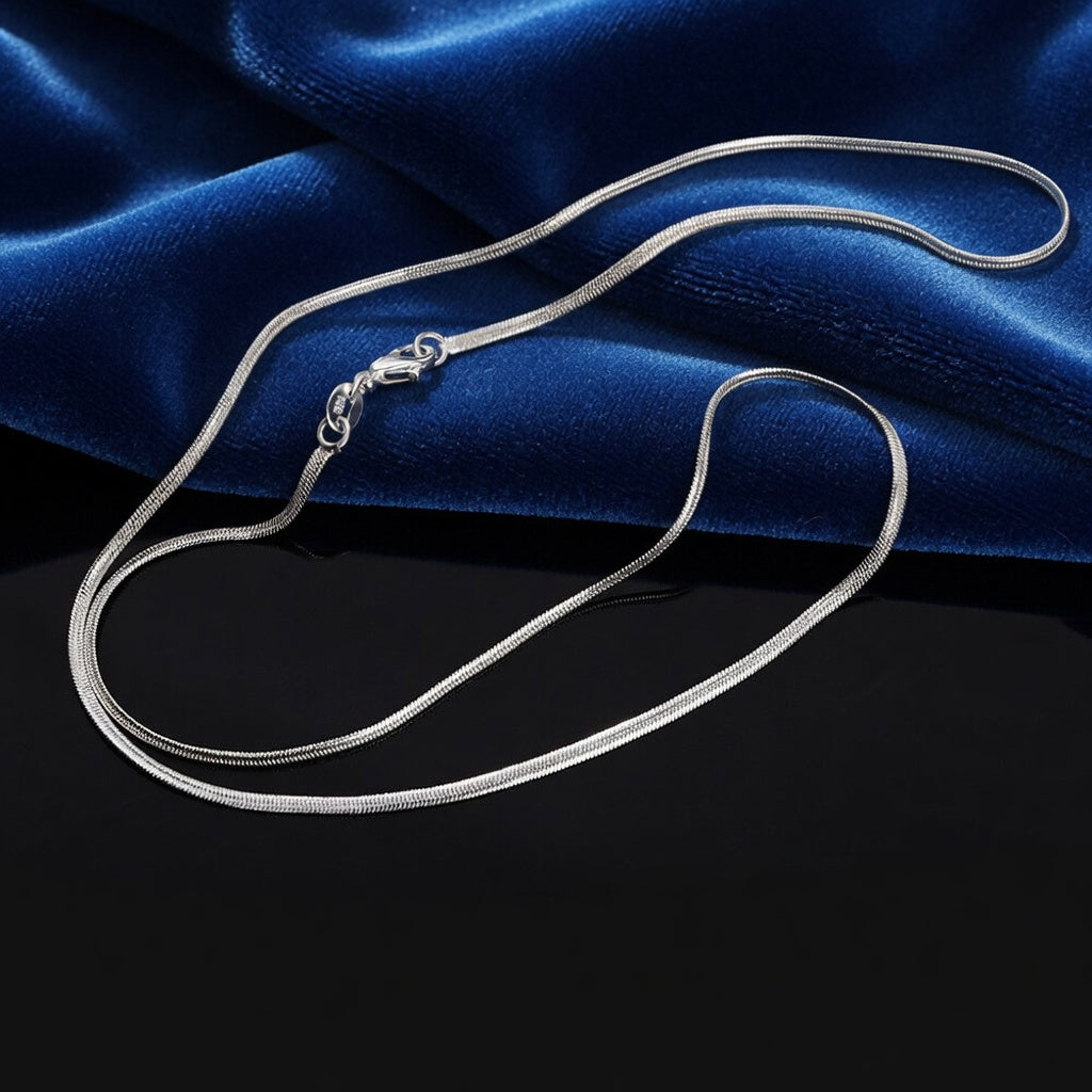 2mm Sterling Silver 925 Herringbone Chain Necklace – Womens & Girls | Polished Diamond Cut Multiple Lengths