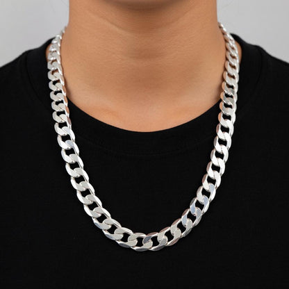 12mm sterling silver 925 thick curb chain necklace 20 inch chunky diamond cut unisex polished

