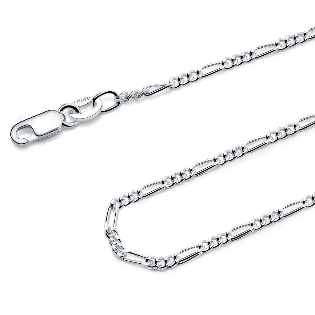 2mm sterling silver 925 Figaro chain necklace 26 inch polished diamond cut

