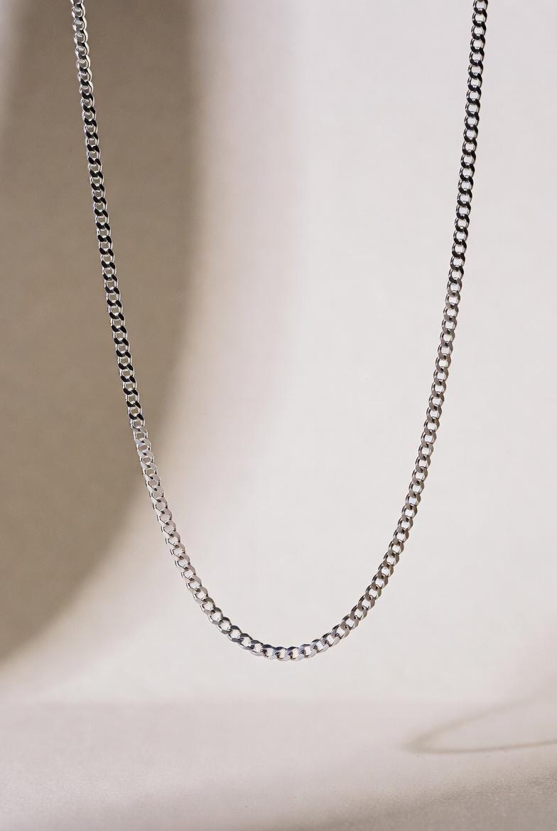 2mm sterling silver 925 curb chain necklace 18 inch polished diamond cut

