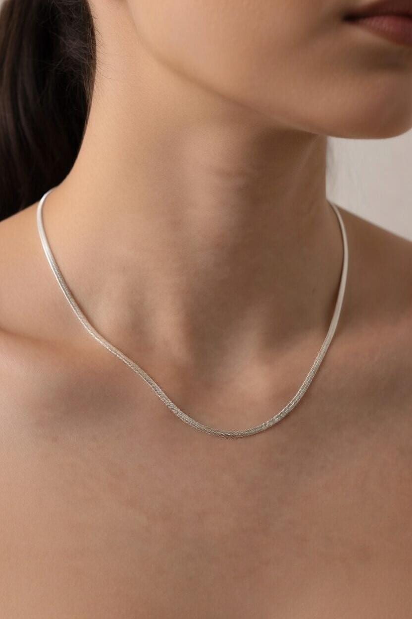 2mm sterling silver 925 flat snake chain necklace 18 inch polished diamond cut womens girls

