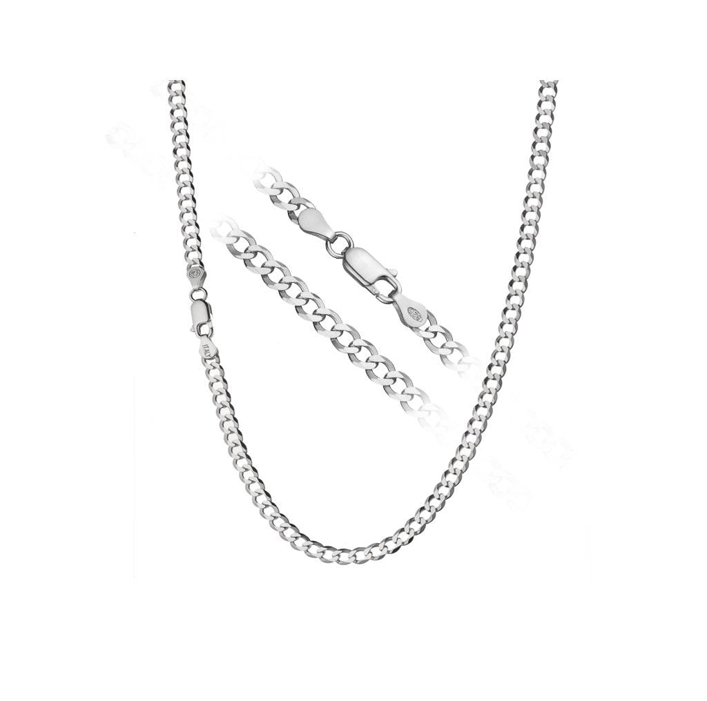 4mm sterling silver 925 curb chain necklace 24 inch polished diamond cut

