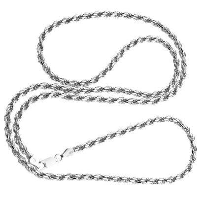 4mm Sterling Silver 925 Twisted Rope Chain Necklace – Diamond Cut Unisex Mens Womens | Multiple Lengths