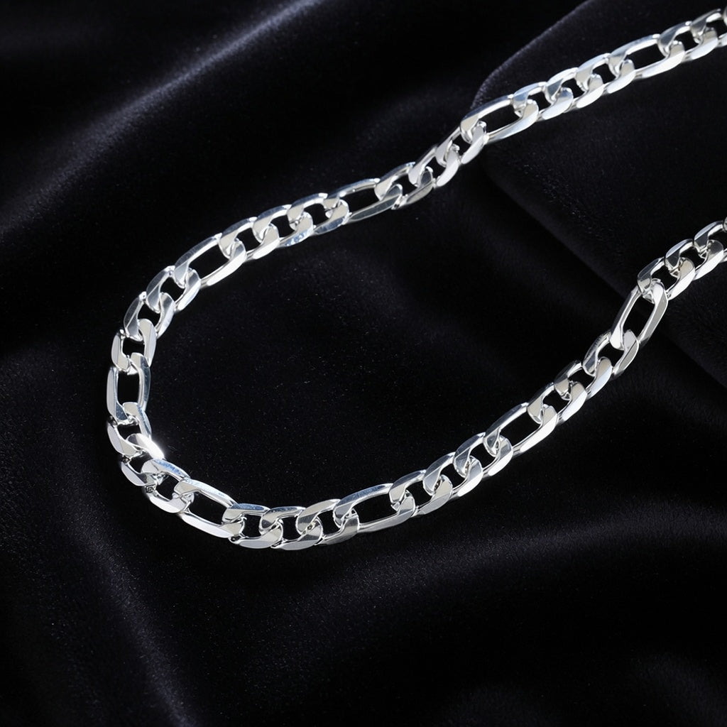 Silver chain on a black background