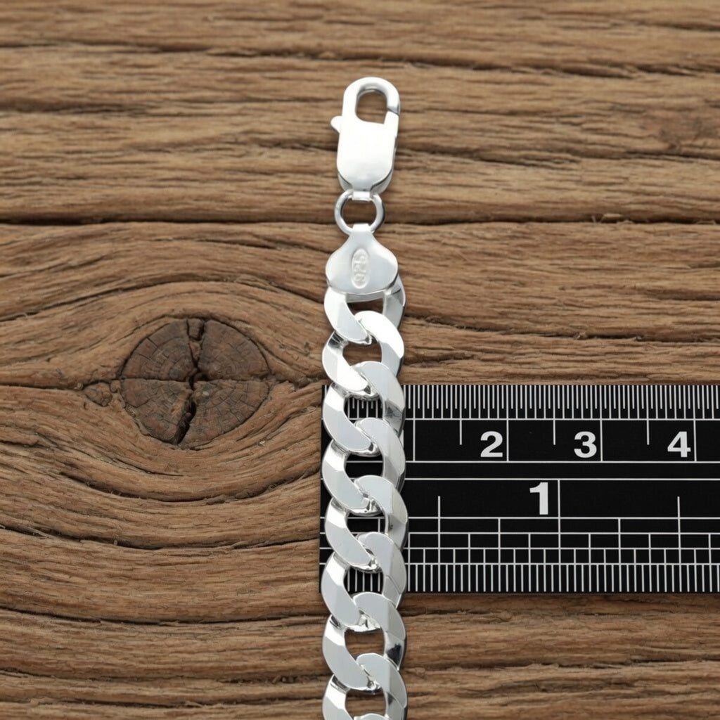 8mm Sterling Silver 925 Thick Curb Chain Necklace Mens Womens Unisex | Polished Diamond Cut 18-24 Inch