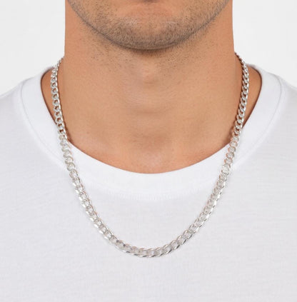 8mm Sterling Silver 925 Thick Curb Chain Necklace Mens Womens Unisex | Polished Diamond Cut 18-24 Inch