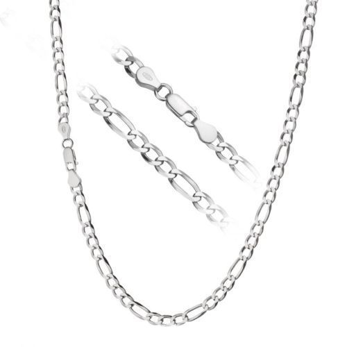 Silver chain necklace on a white background