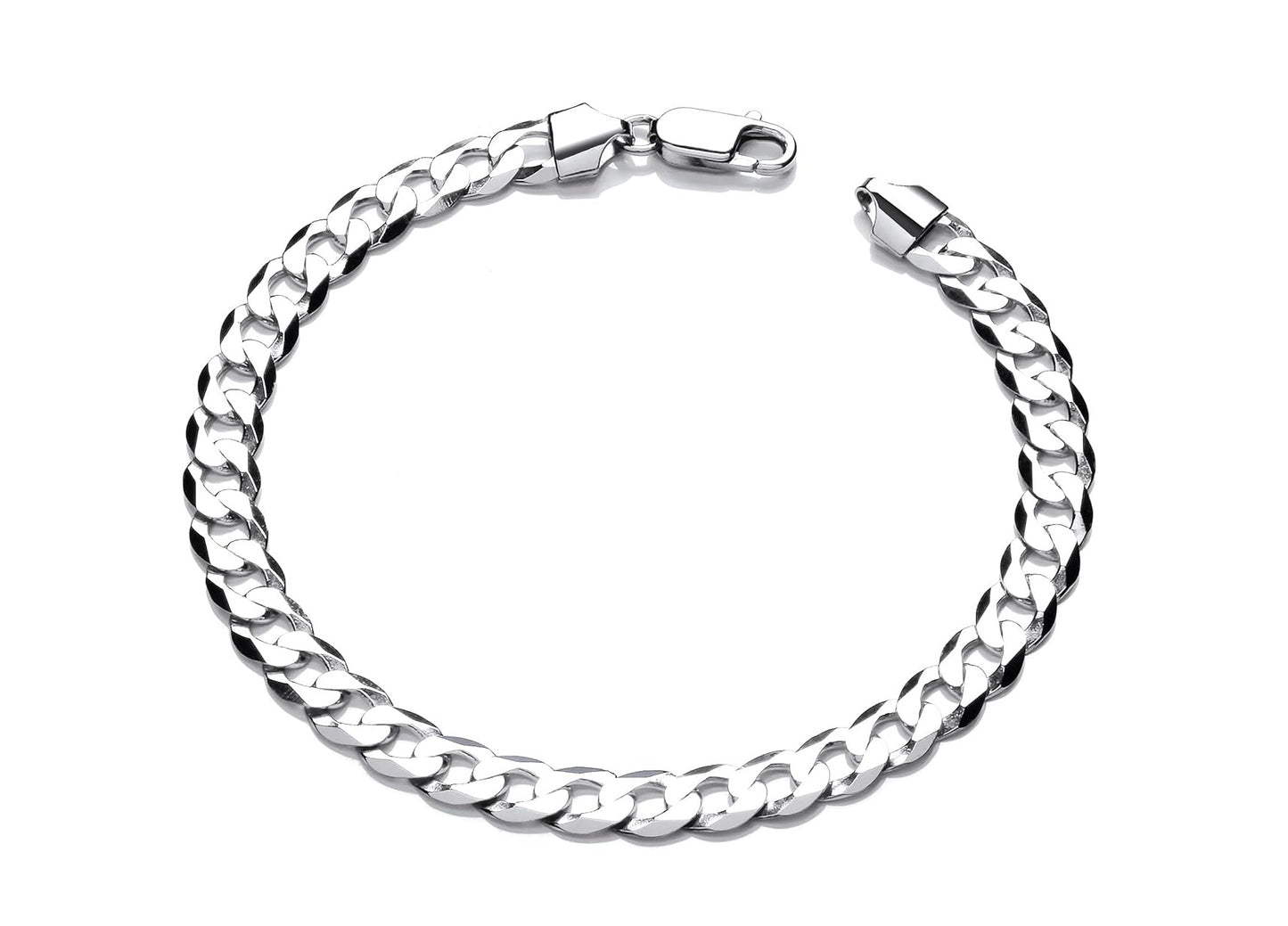 Silver chain bracelet on a white background