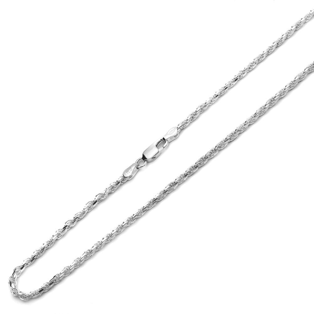 3mm Sterling Silver 925 Twisted Rope Chain Necklace – Diamond Cut Unisex Mens Womens | Multiple Lengths