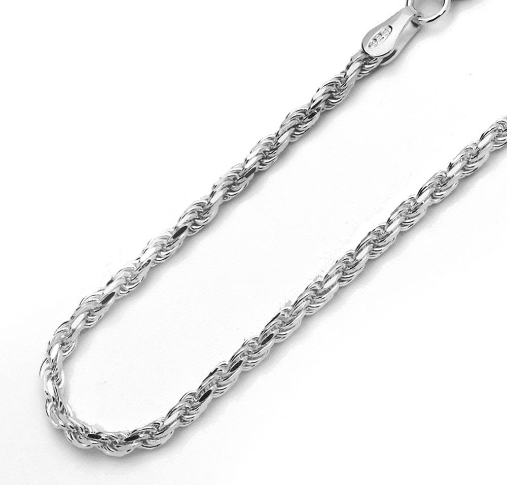 3mm Sterling Silver 925 Twisted Rope Chain Necklace – Diamond Cut Unisex Mens Womens | Multiple Lengths