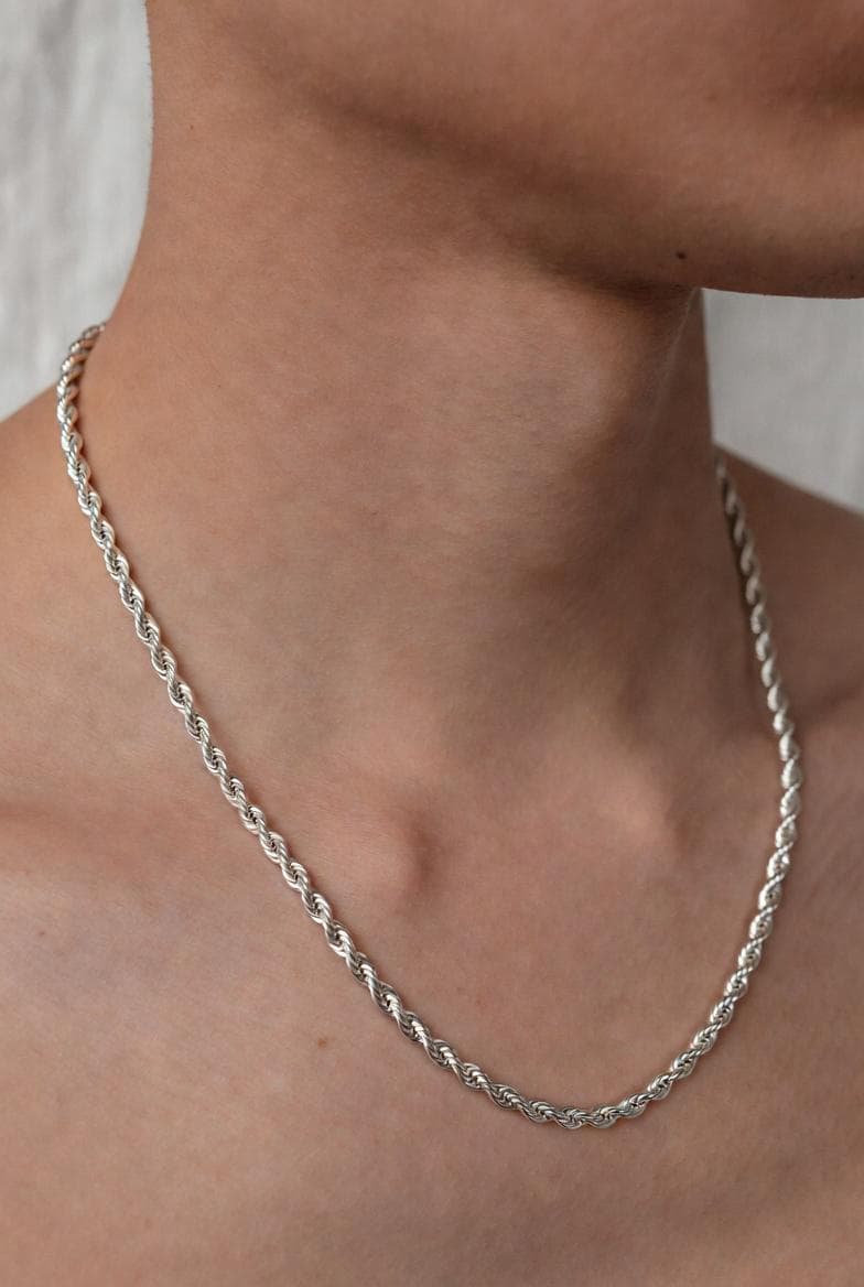 4mm sterling silver 925 twisted rope chain necklace 16 inch diamond cut unisex mens womens

