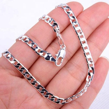 4mm sterling silver 925 curb chain necklace 30 inch polished diamond cut

