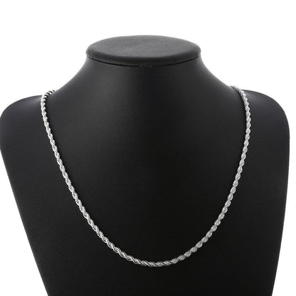 4mm Sterling Silver 925 Twisted Rope Chain Necklace – Diamond Cut Unisex Mens Womens | Multiple Lengths