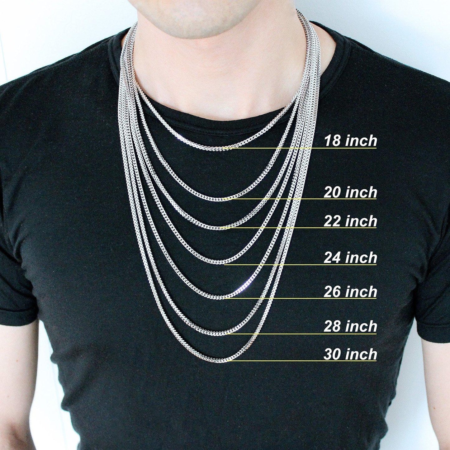  2mm sterling silver 925 Figaro chain necklace 28 inch polished diamond cut mens

