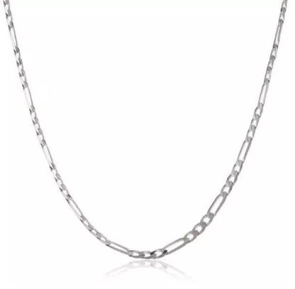 2mm sterling silver 925 Figaro chain necklace 20 inch polished diamond cut mens womens

