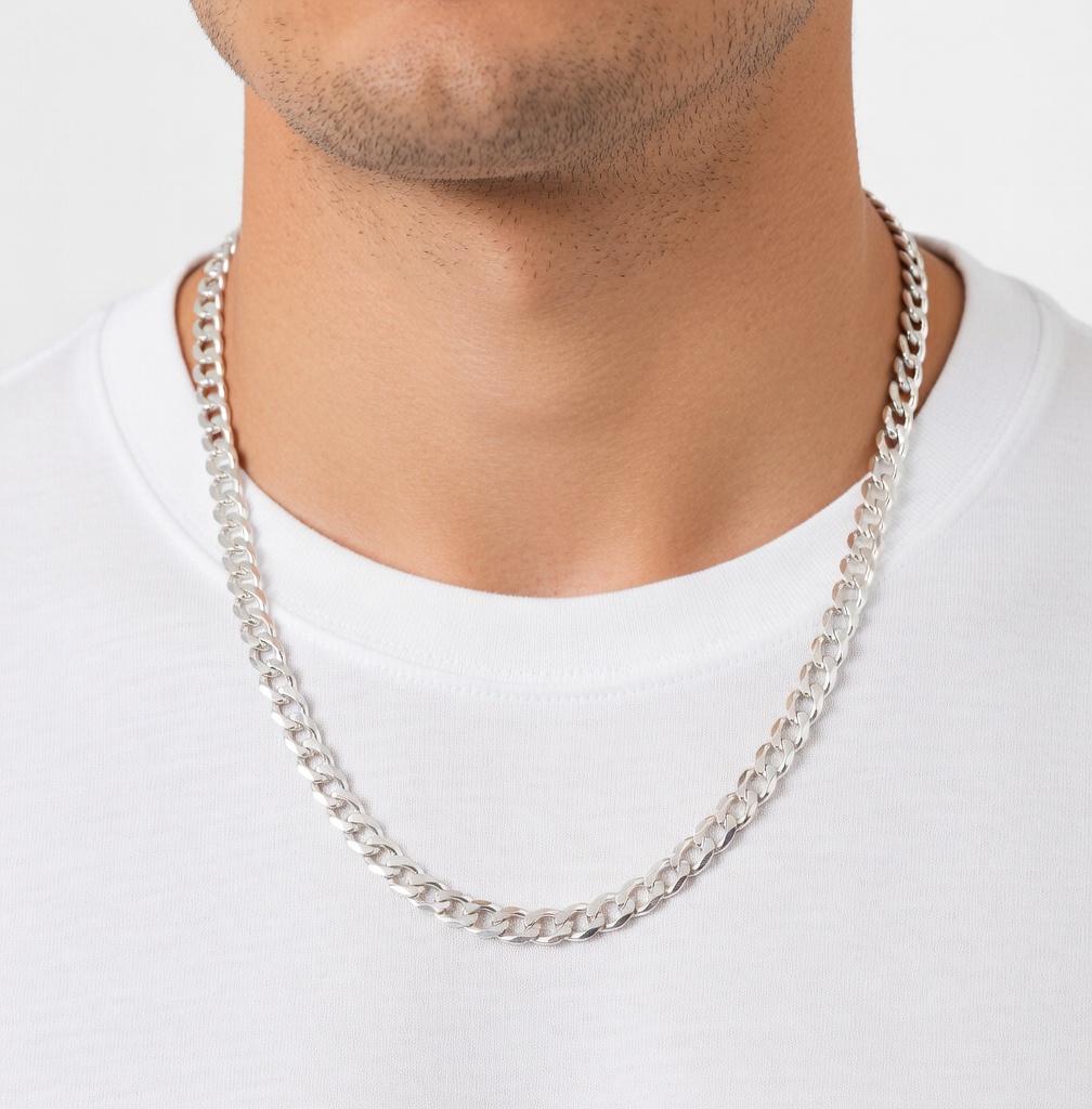 8mm sterling silver 925 thick curb chain necklace 18 inch diamond cut unisex mens womens

