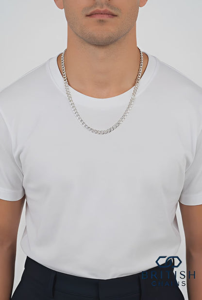 8mm Sterling Silver 925 Thick Curb Chain Necklace Mens Womens Unisex | Polished Diamond Cut 18-24 Inch