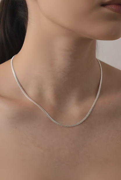2mm sterling silver 925 flat snake chain necklace 20 inch polished diamond cut

